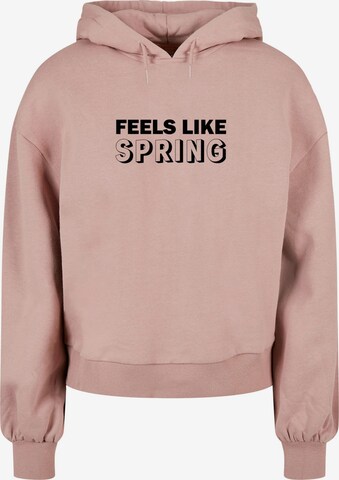 Merchcode Sweatshirt 'Spring - Feels Like' in Roze: voorkant