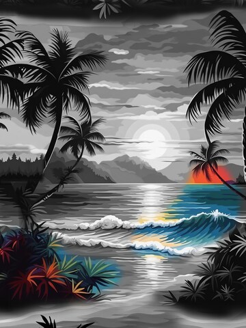 Hawaiihemdshop.de Regular fit Button Up Shirt 'Night on Hawaii' in Grey