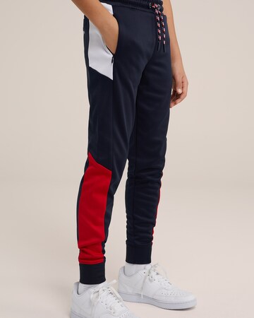 WE Fashion Tapered Broek in Blauw