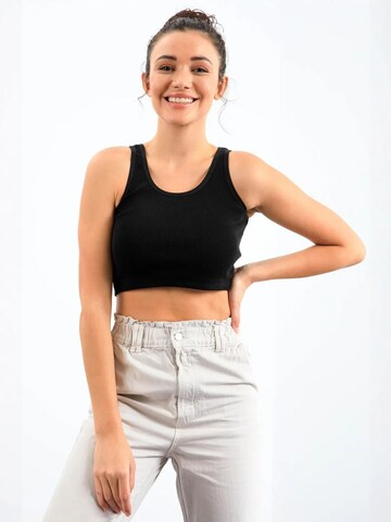 Tommy Life Top 'Crop Top' in Black