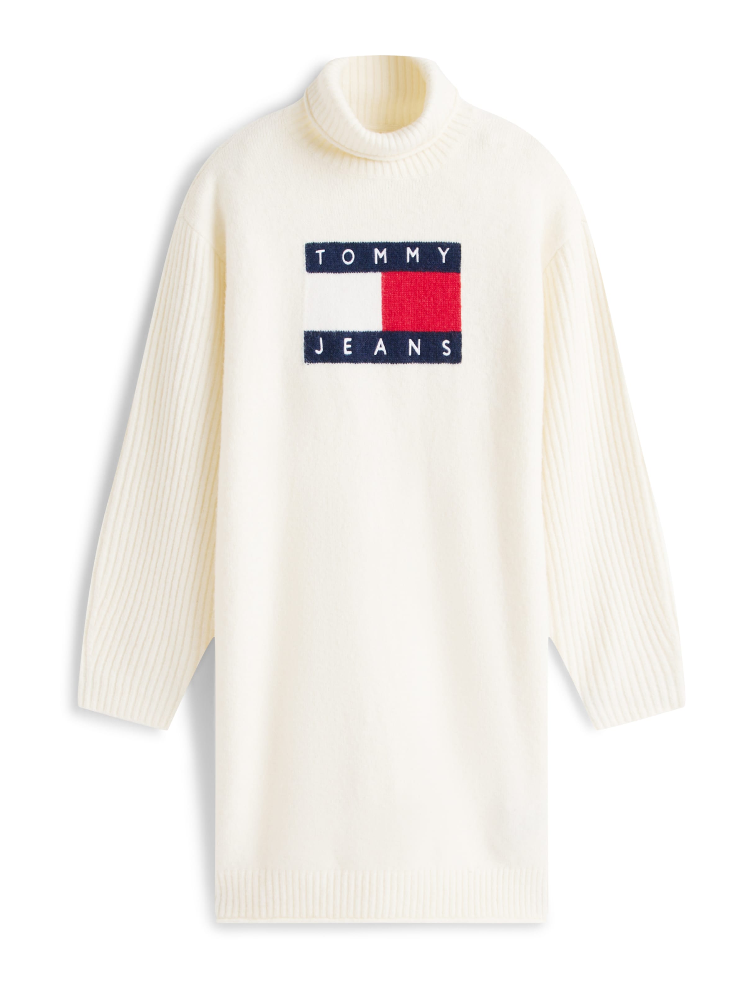 Tommy Jeans Stickad klänning i vit: framsida