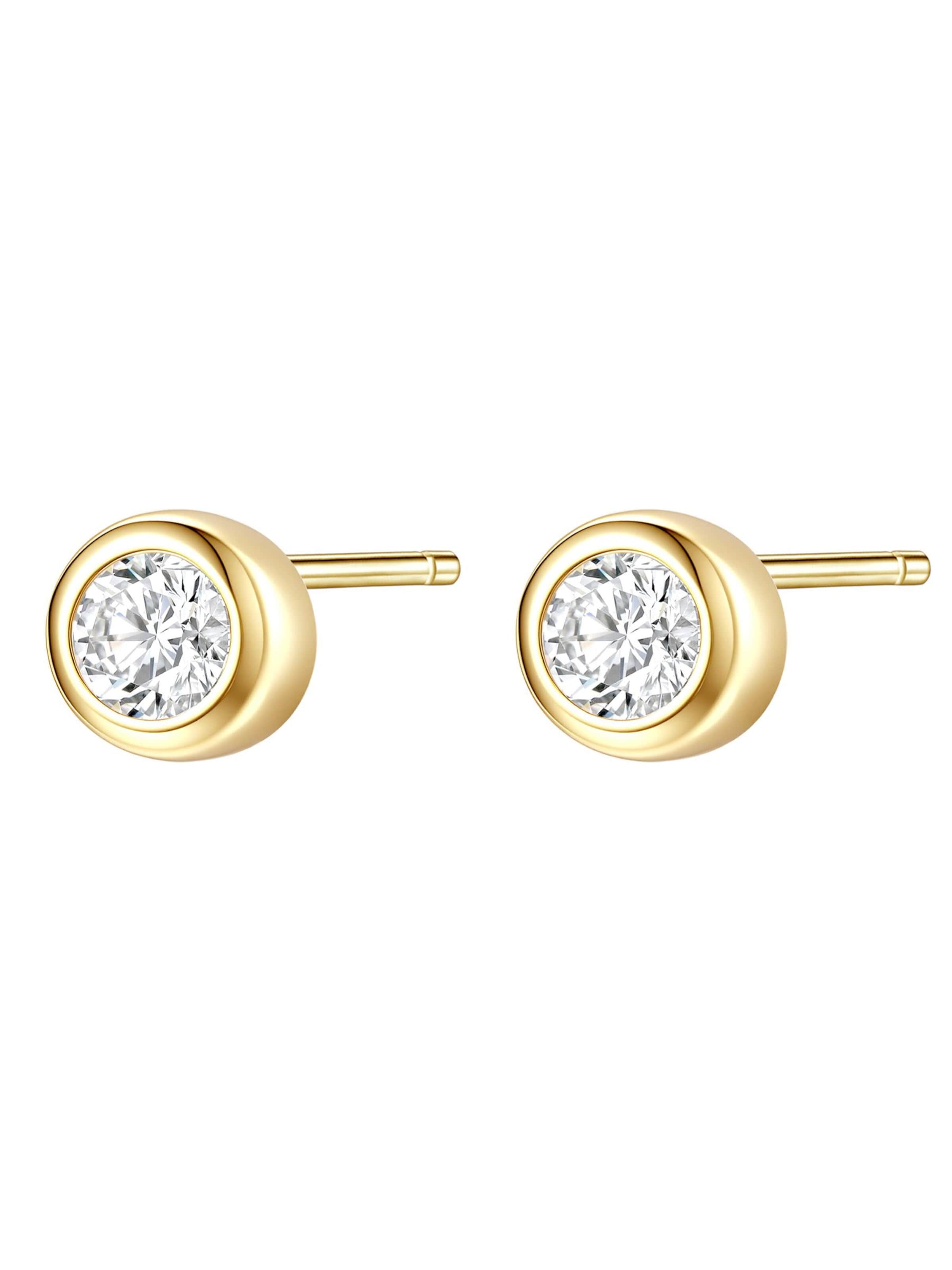 Hey Happiness Oorbellen 'Large Bezel Cubic Zirconia' in Goud
