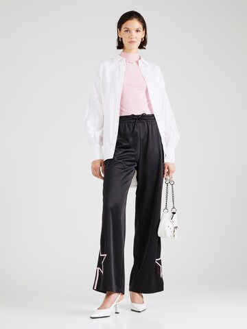 Monki Wide Leg Hose in Schwarz