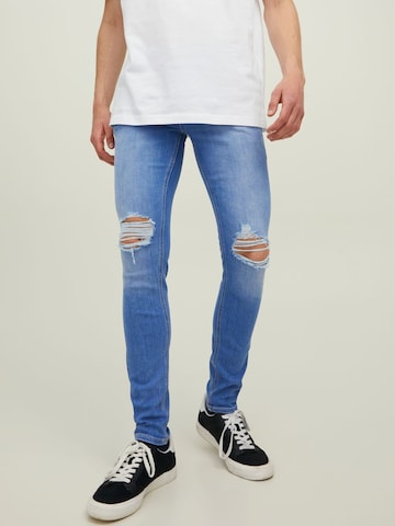 Skinny Jeans 'Liam' de la JACK & JONES pe albastru: față