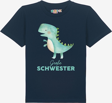 watabout.kids Shirt 'Dinosaurier 03 Große Schwester' in Blauw: voorkant