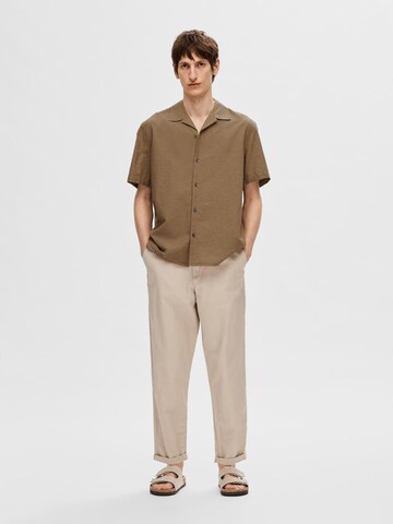 SELECTED HOMME Comfort fit Overhemd in Bruin