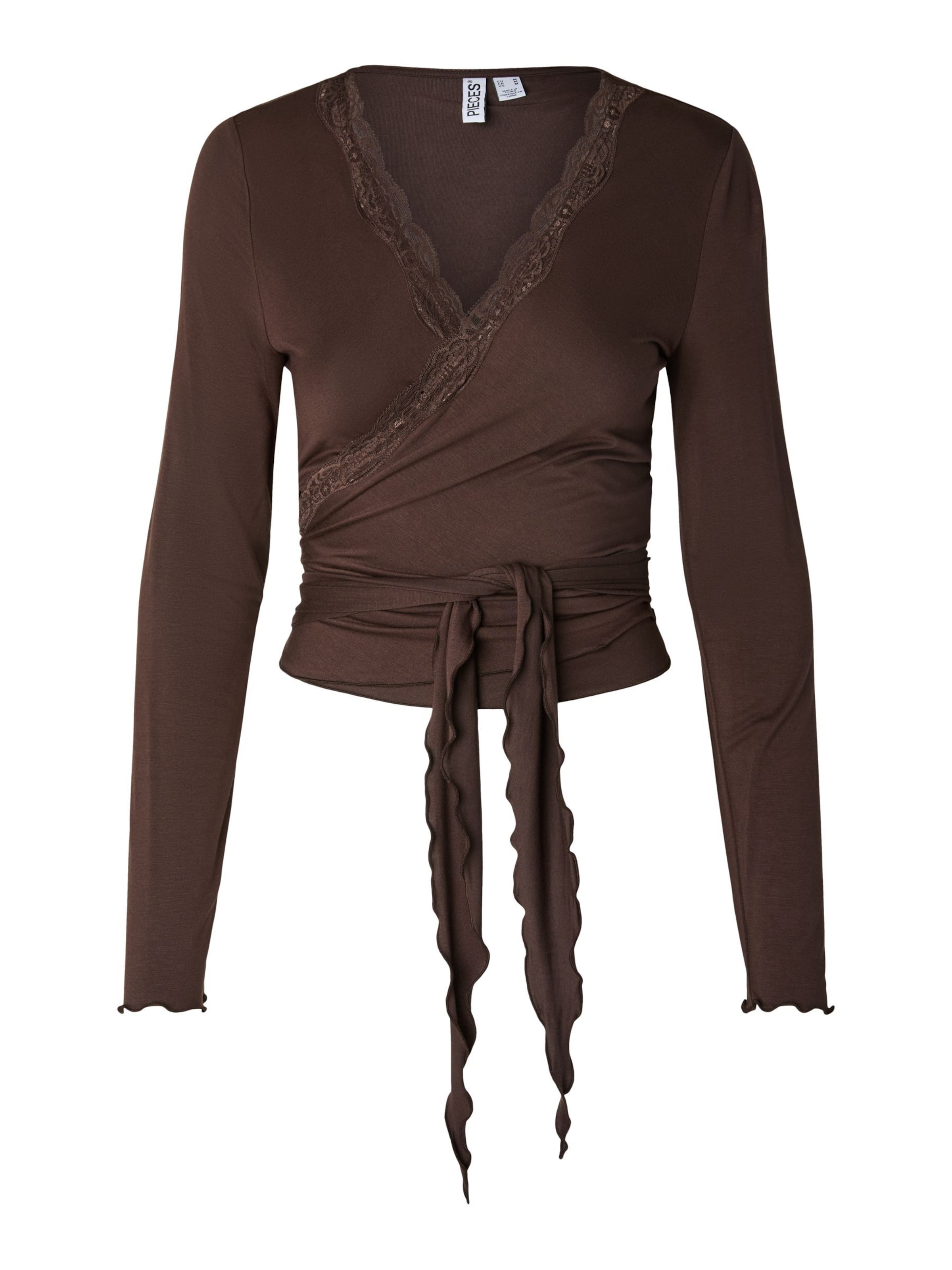 PIECES Shirt 'PCBarbera Roya' in Bruin: voorkant