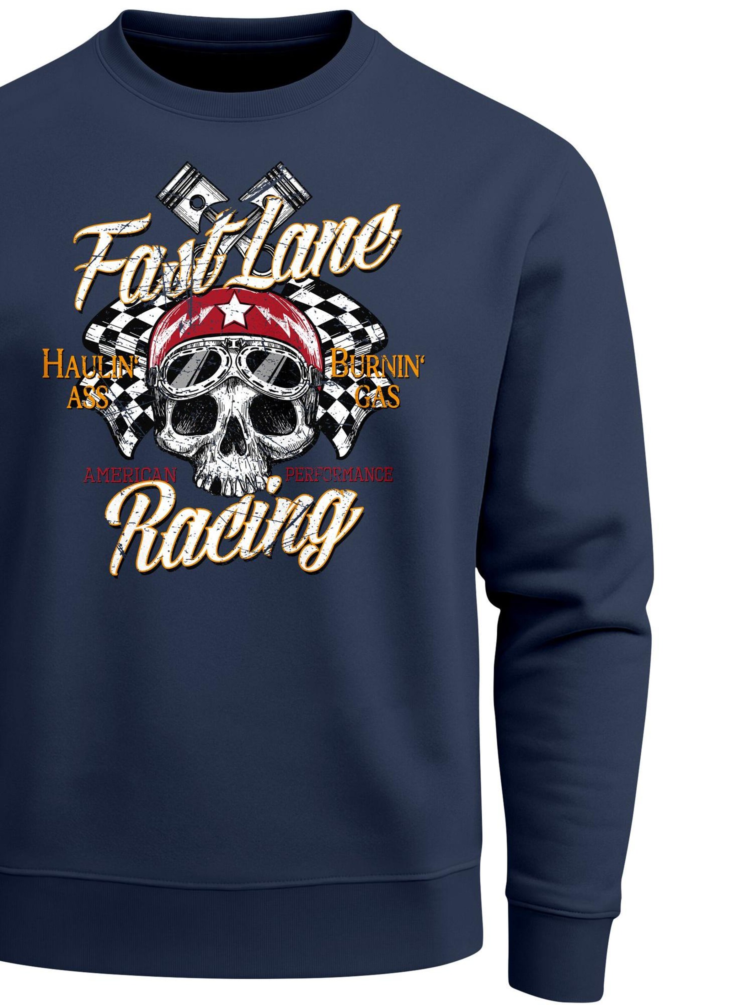 Neverless Sweatshirt 'Racing Skull' in Blue
