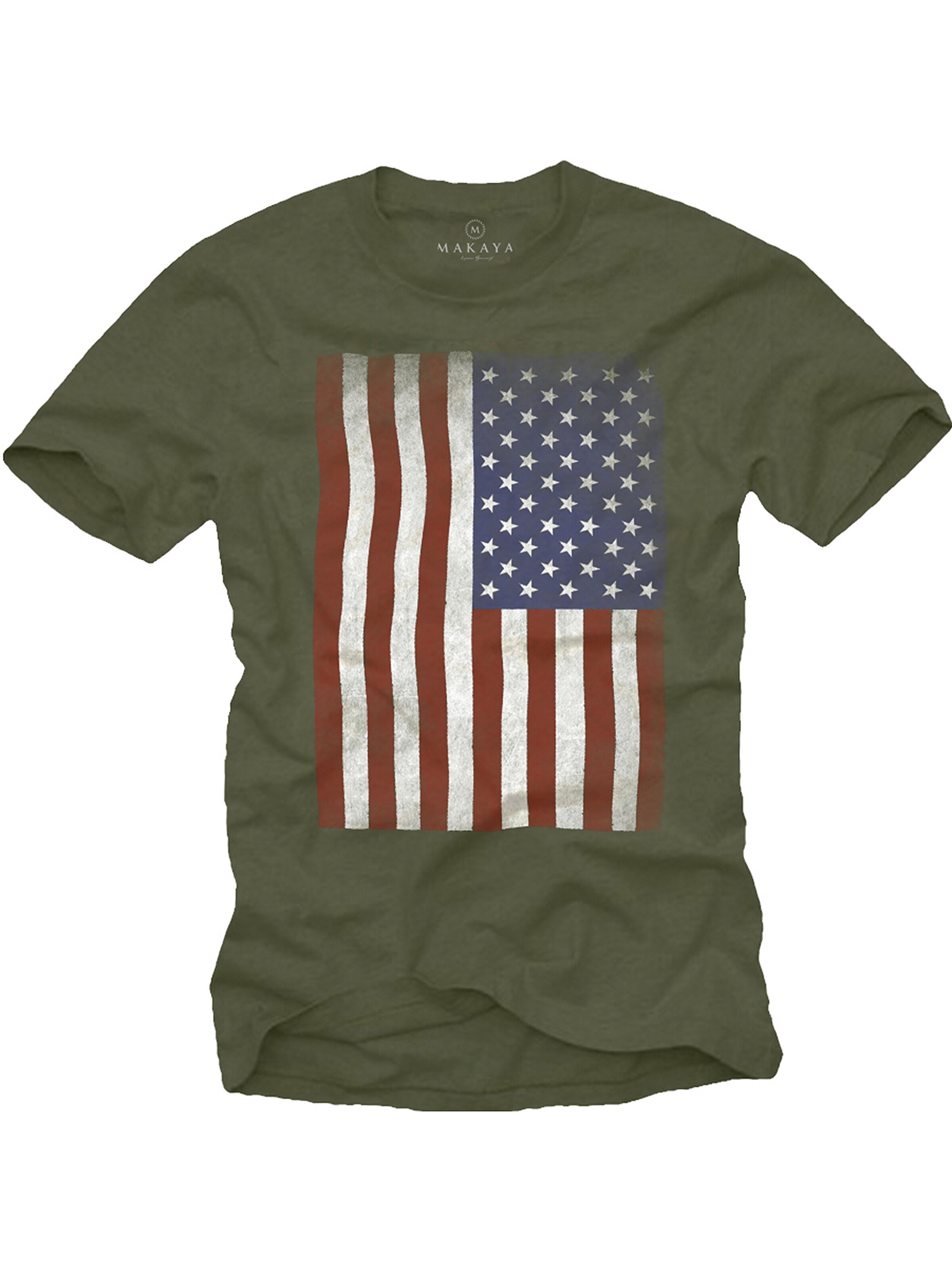 MAKAYA Shirt 'USA Flagge' in Green: front
