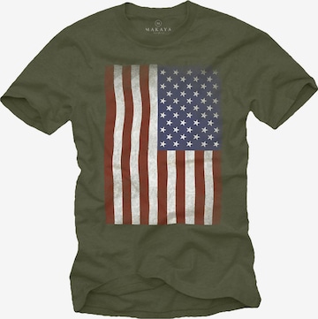 MAKAYA Shirt 'USA Flagge' in Green: front