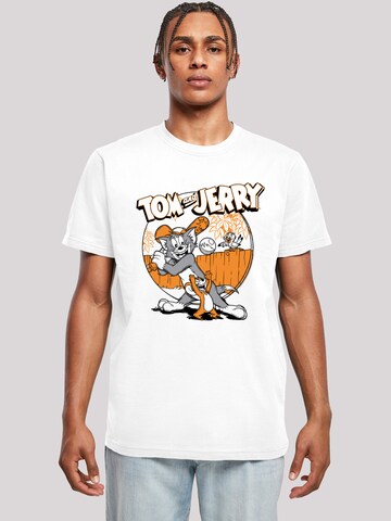 F4NT4STIC Shirt 'Tom And Jerry Play Baseball' in Wit: voorkant