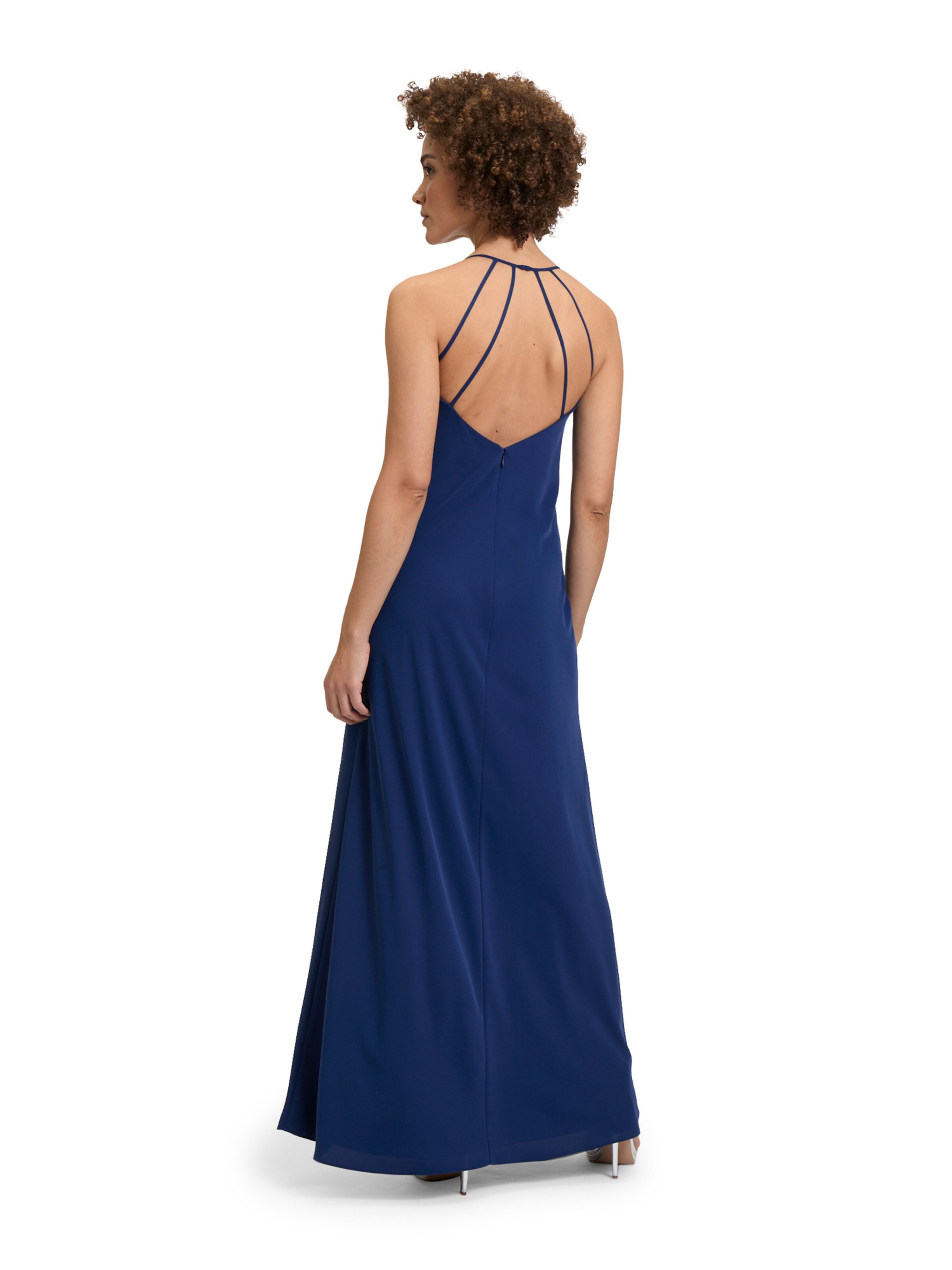 Vera Mont Abendkleid mit Wasserfallausschnitt in Blau