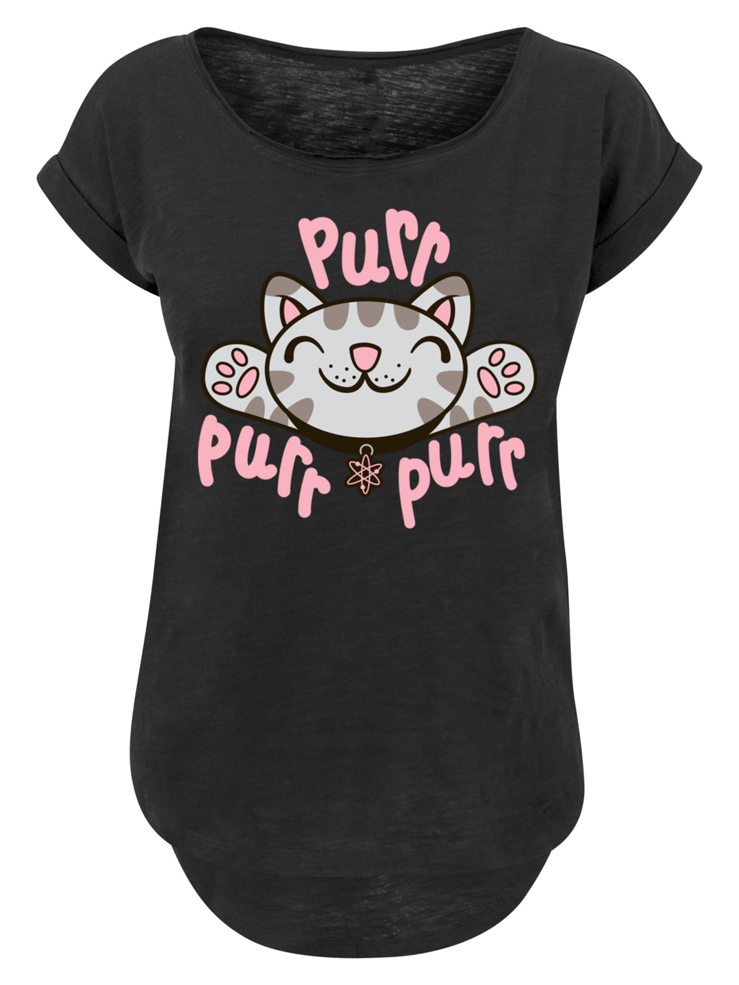 F4NT4STIC Shirt 'Soft Kitty Purr' in Zwart: voorkant