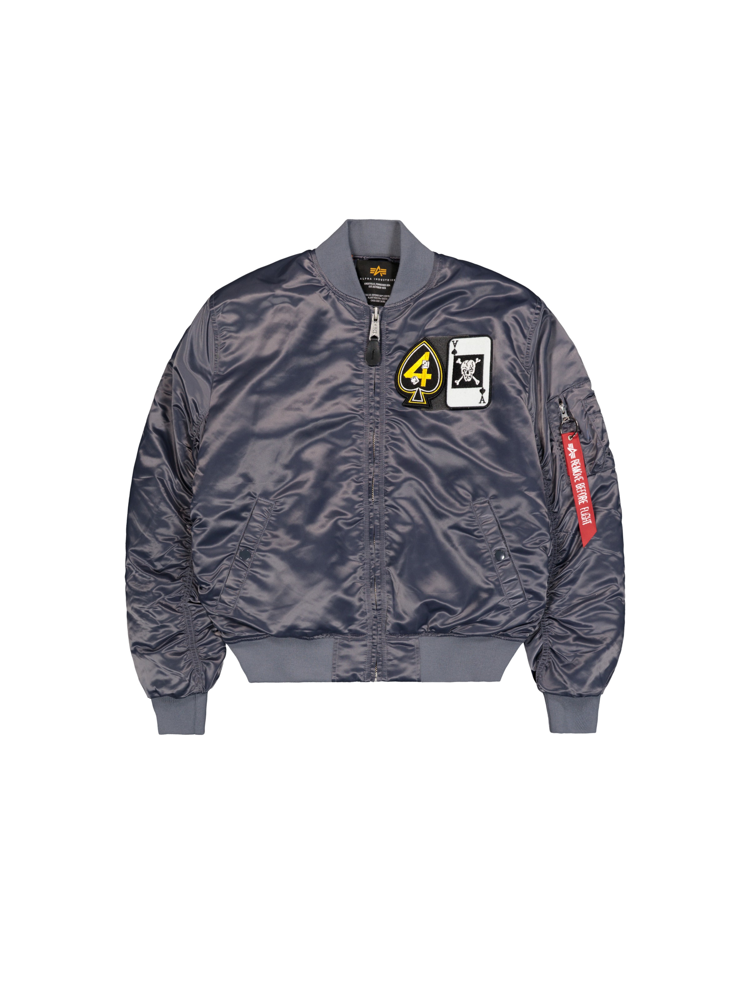 ALPHA INDUSTRIES Between-Season Jacket 'MA-1 Black Devils' in Grey: front