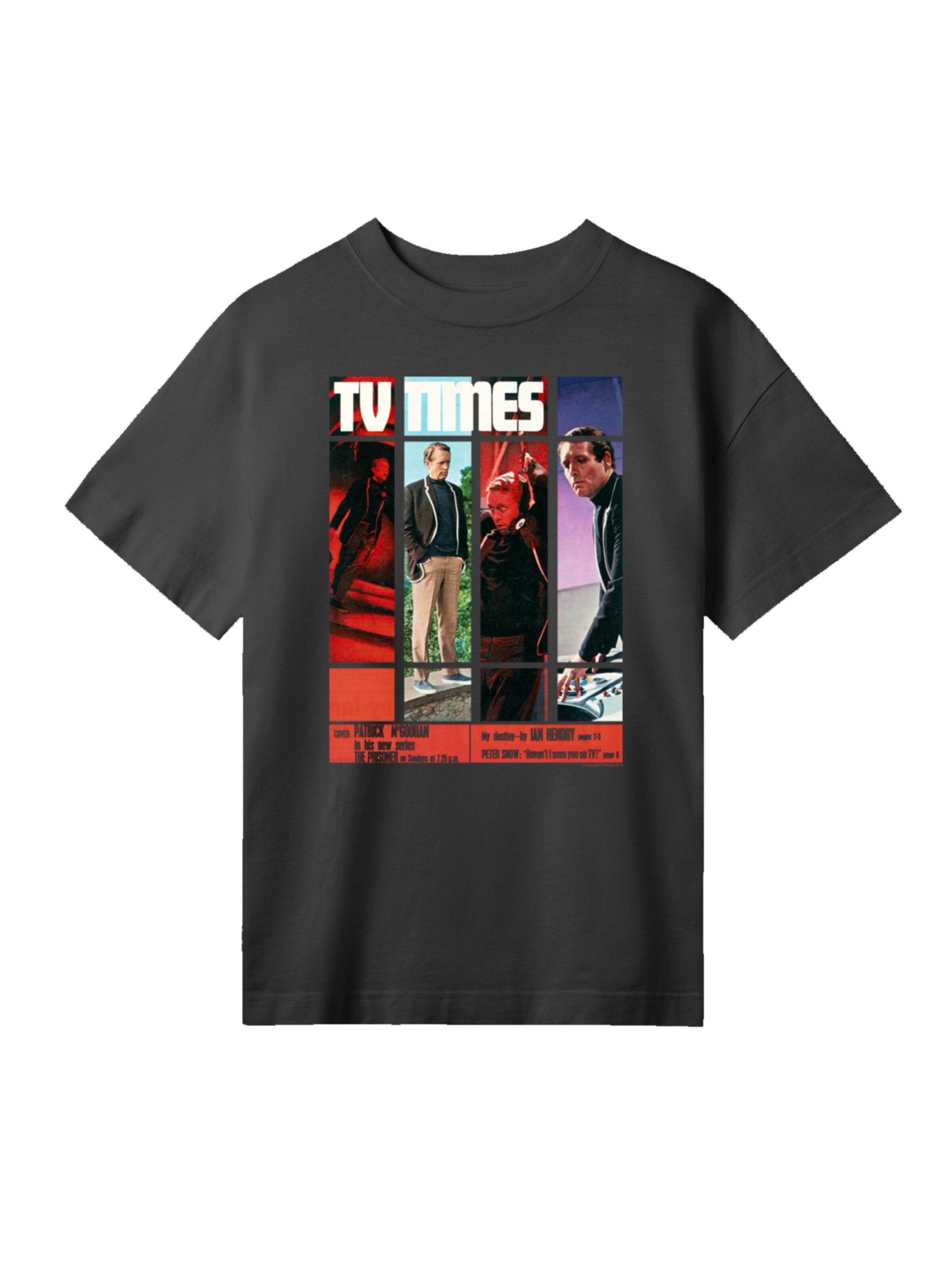 F4NT4STIC Shirt 'TV Times Patrick McGoohan The Prisoner 1967' in Black: front