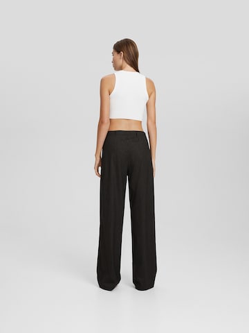 Bershka Wide Leg Hose in Grau