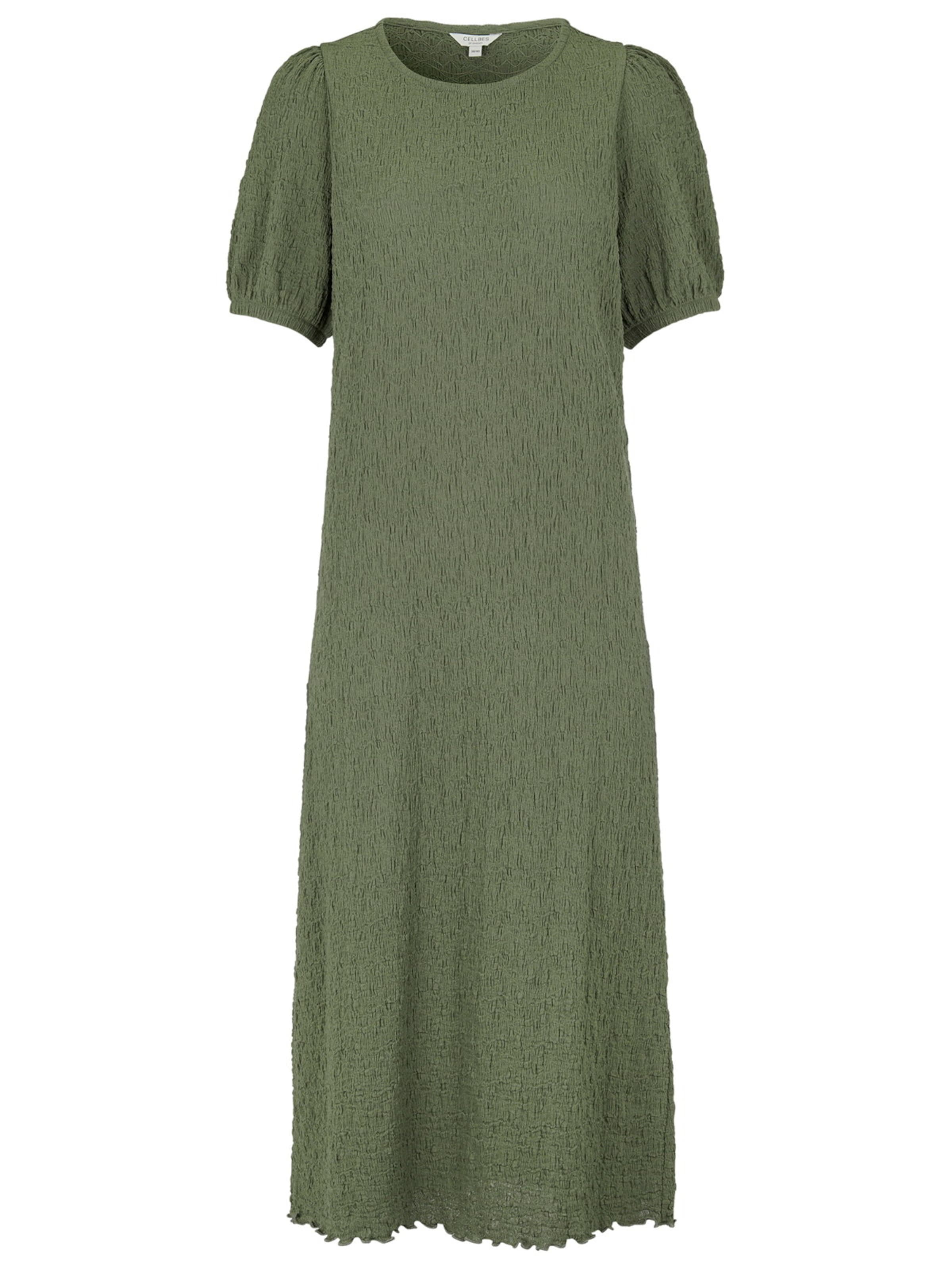 Cellbes of Sweden Jerseykleid mit Struktur in Grün: Vorderseite