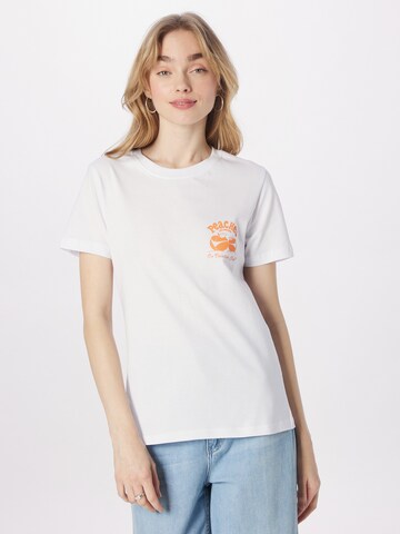 On Vacation Club - Camiseta 'Peaches and Beaches' en blanco: frente