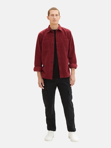 TOM TAILOR Comfort fit Button Up Shirt in Red