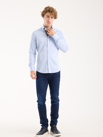 Slim fit Camicia 'Roma Iconic Satin Man Shirt Grey' di 7Camicie in blu