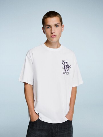 Bershka T-Shirt 'POINTLESS' in Weiß: Vorderseite