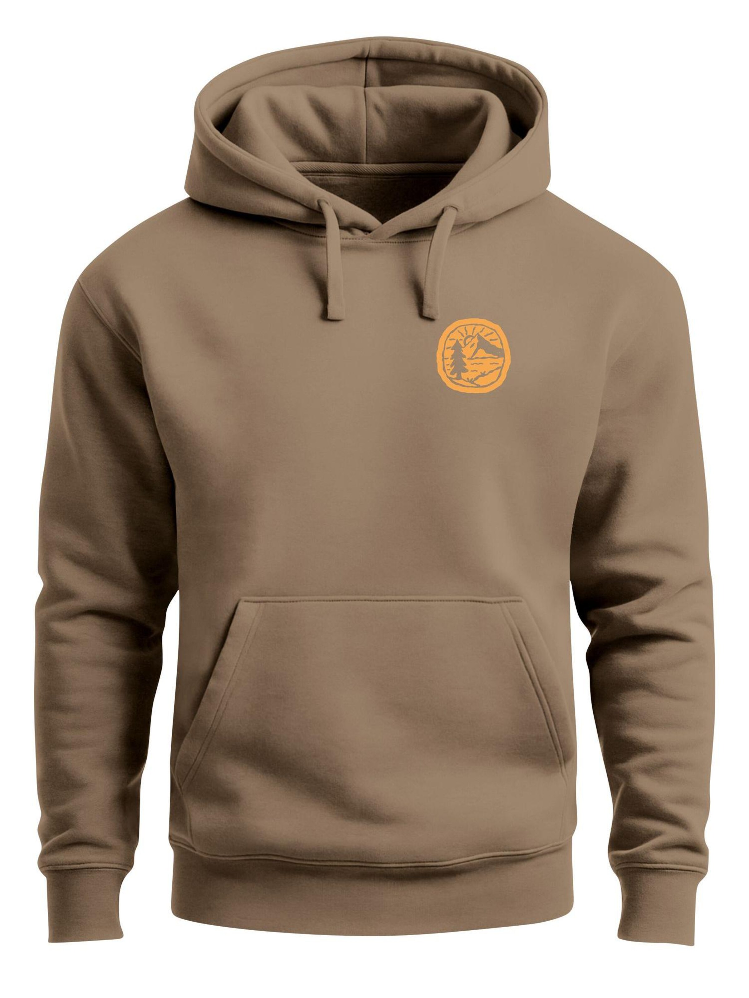 Neverless Sweatshirt 'Landschaft Badge' in Brown: front