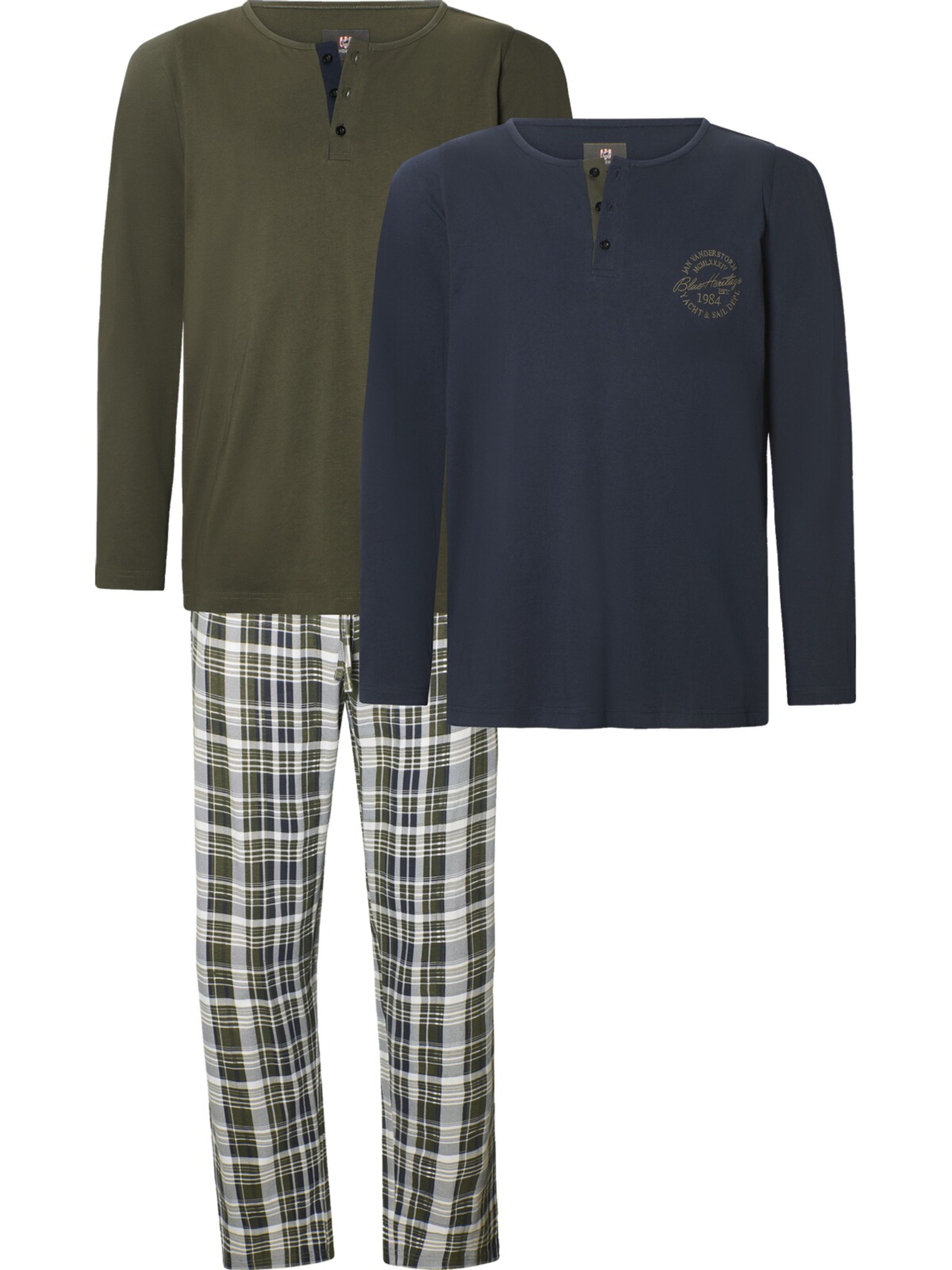 Jan Vanderstorm Long Pajamas ' Helimar ' in Green: front