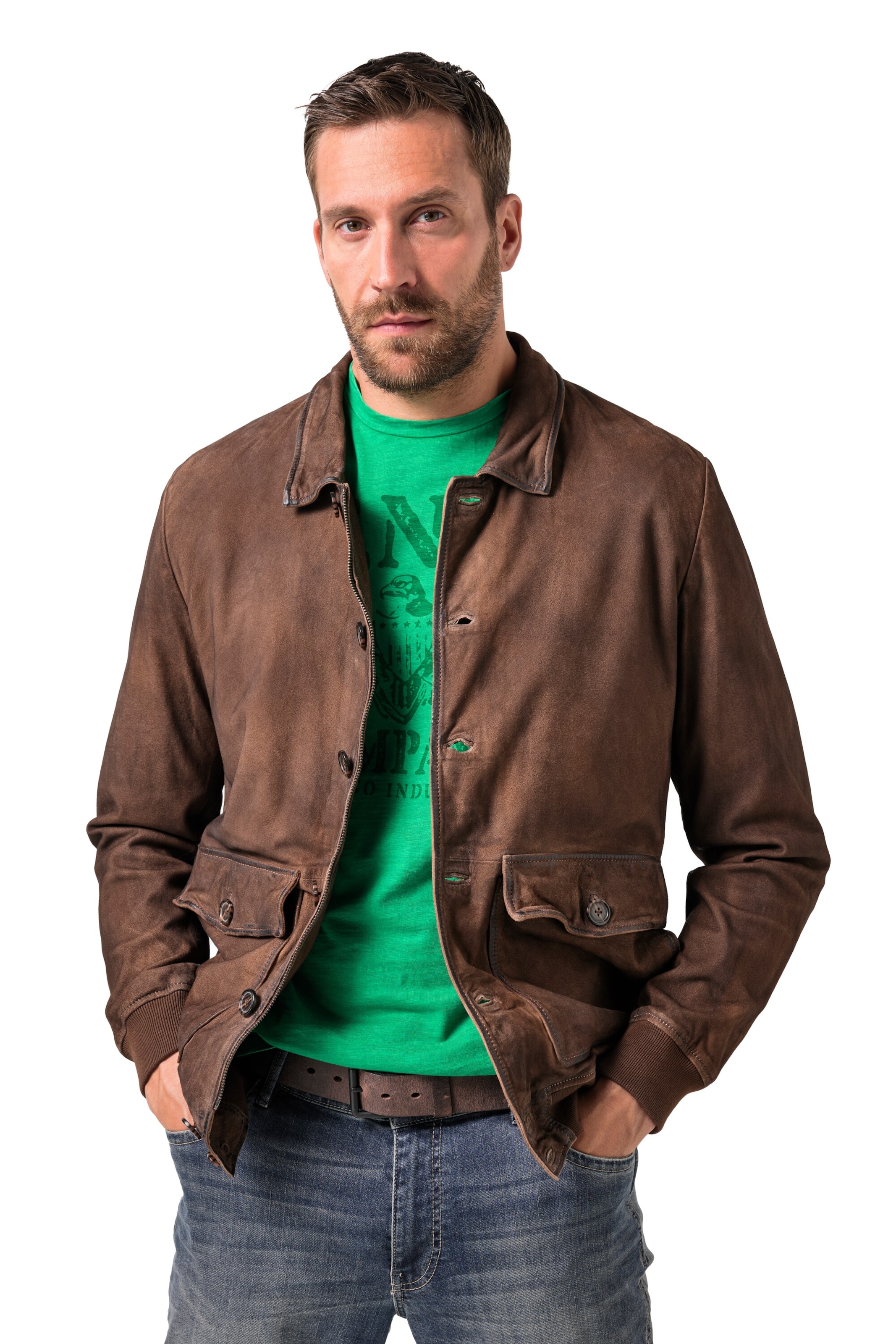 JP1880 Tussenjas in Bruin: voorkant