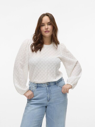 Vero Moda Curve Bluse 'VMCFlower' i hvid: forside