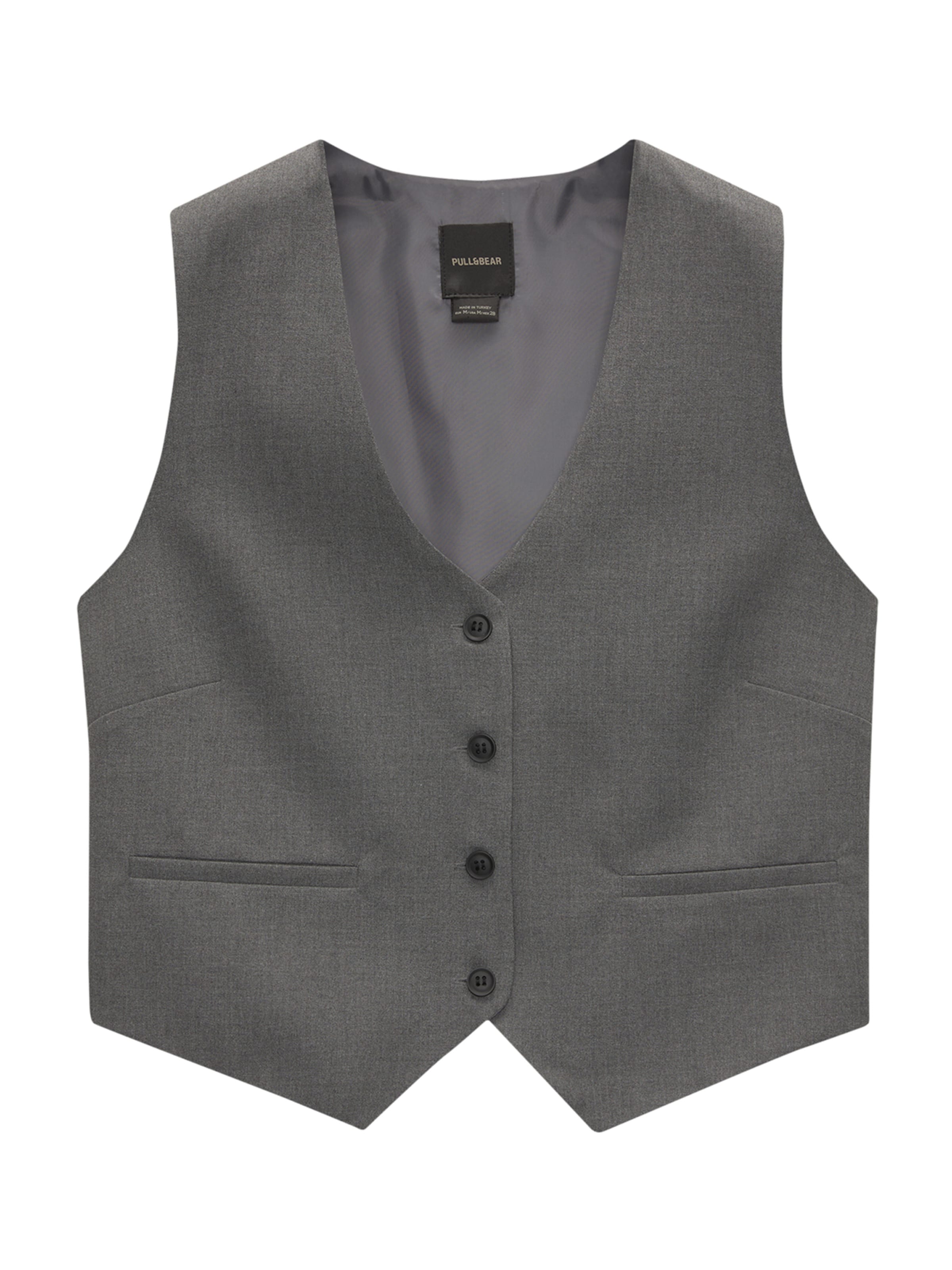 Pull&Bear Kamizelka do garnituru w kolorze szary: przód
