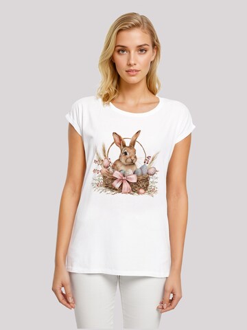 F4NT4STIC T-Shirt 'Osterhasen Korb Dekor' in Weiß: Vorderseite