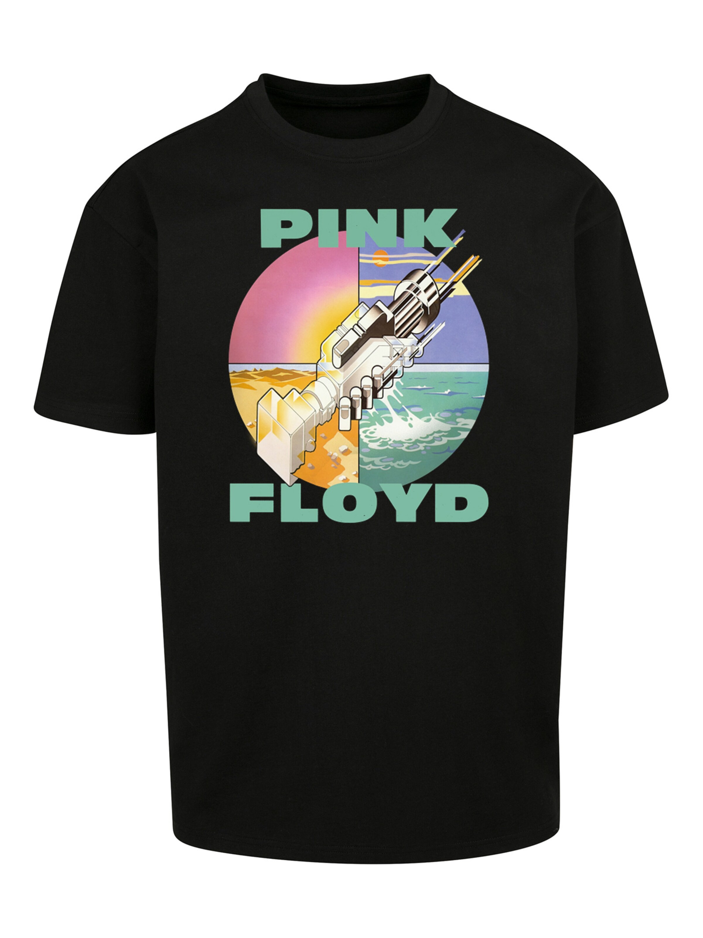 F4NT4STIC Shirt 'Pink Floyd Wish You Were Here Rock Band Album' in Zwart: voorkant