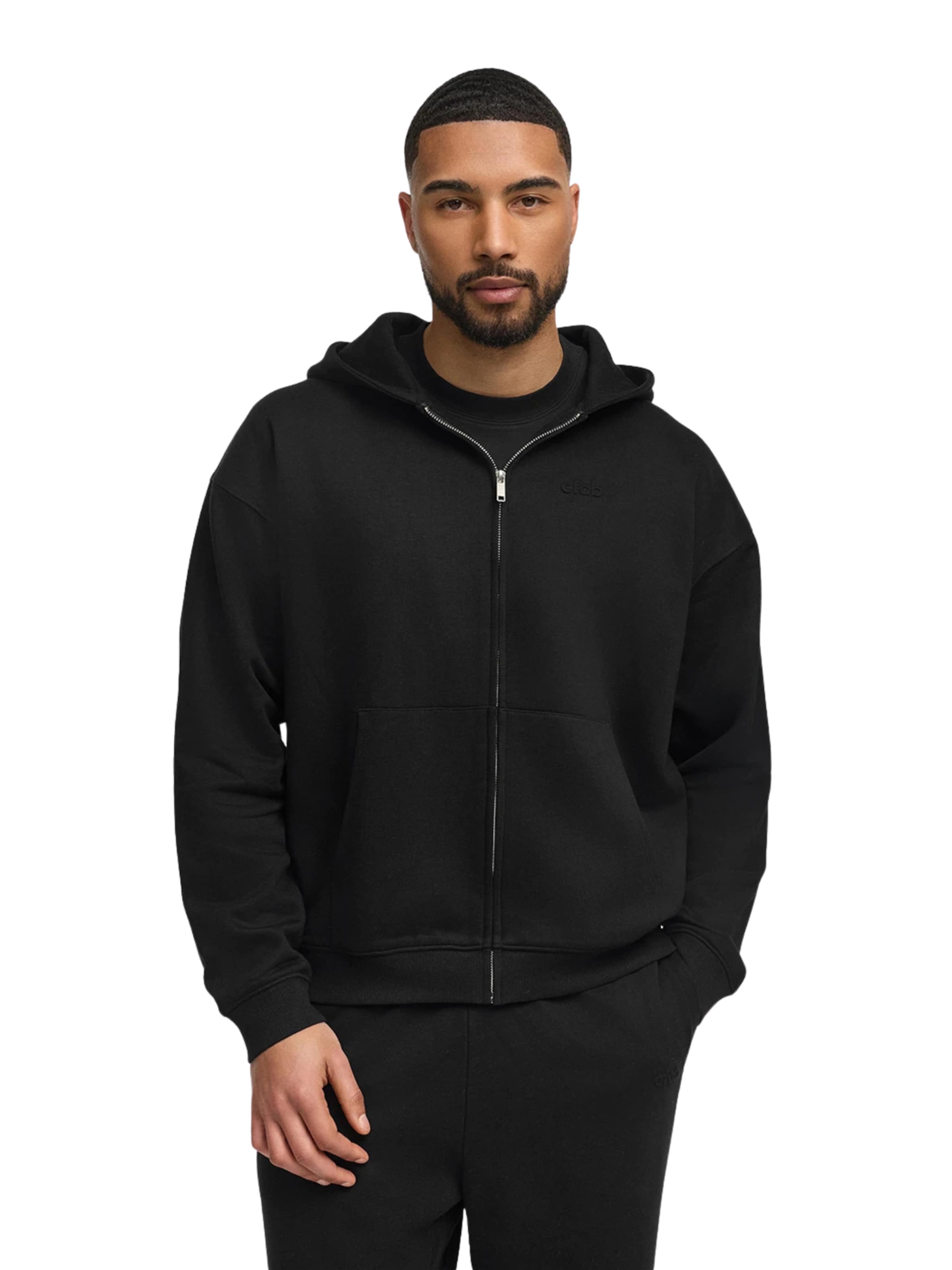 cfab (formerly creamy fabrics) Sweatshirt 'Relaxed Zip'‌‌‌ in Schwarz