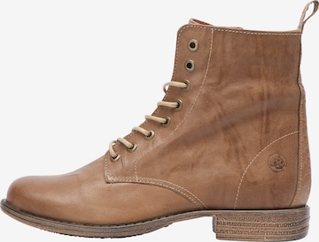 DreiMaster Vintage Lace-Up Ankle Boots in Brown: front