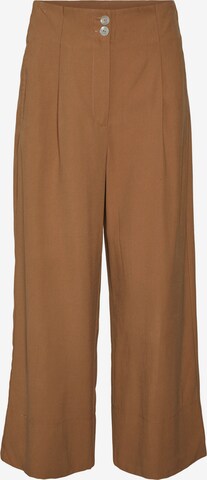 VERO MODA Wide leg Pleat-Front Pants in Brown: front