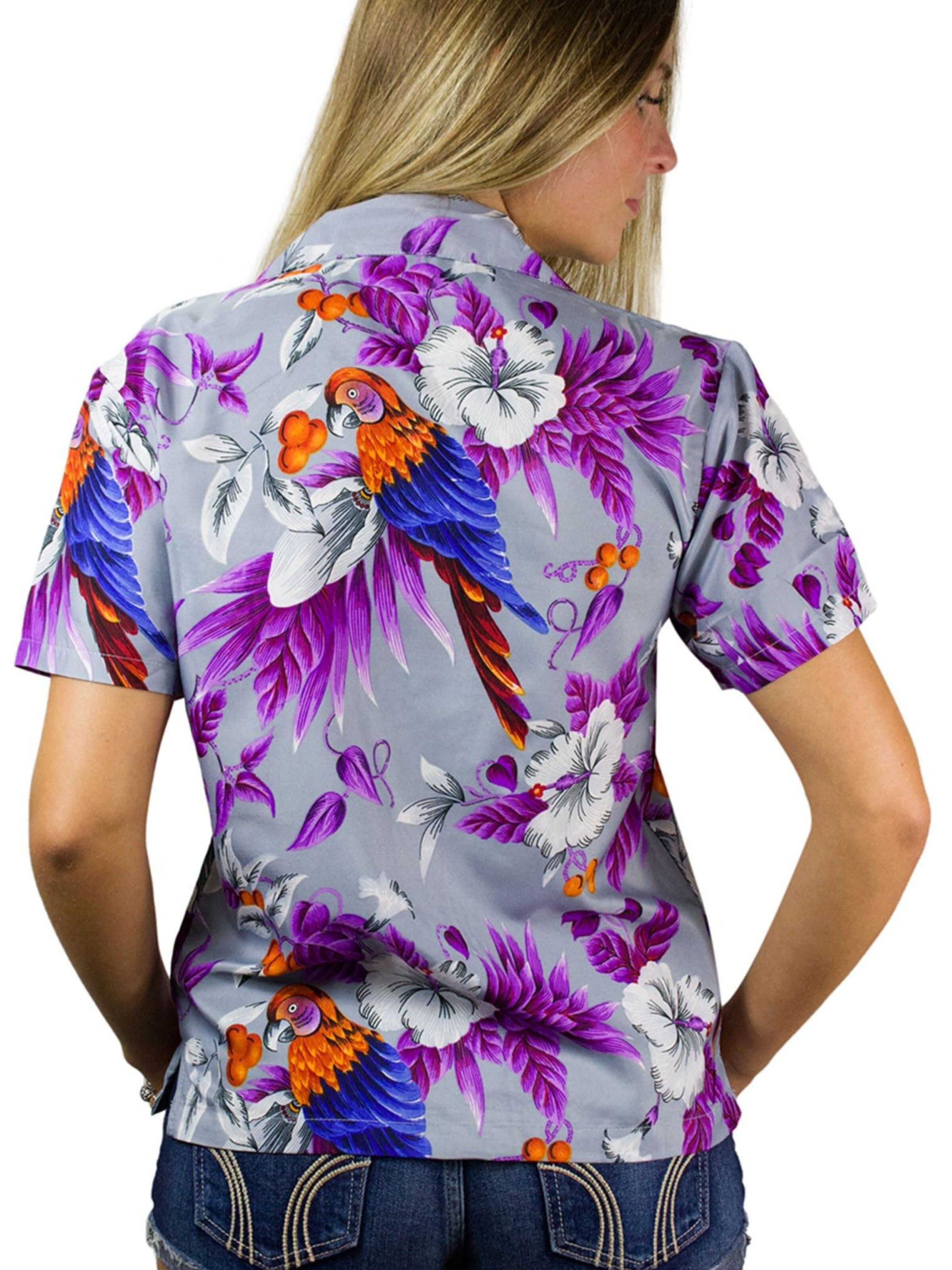 King Kameha Blouse 'Cherryparrot' in Grey