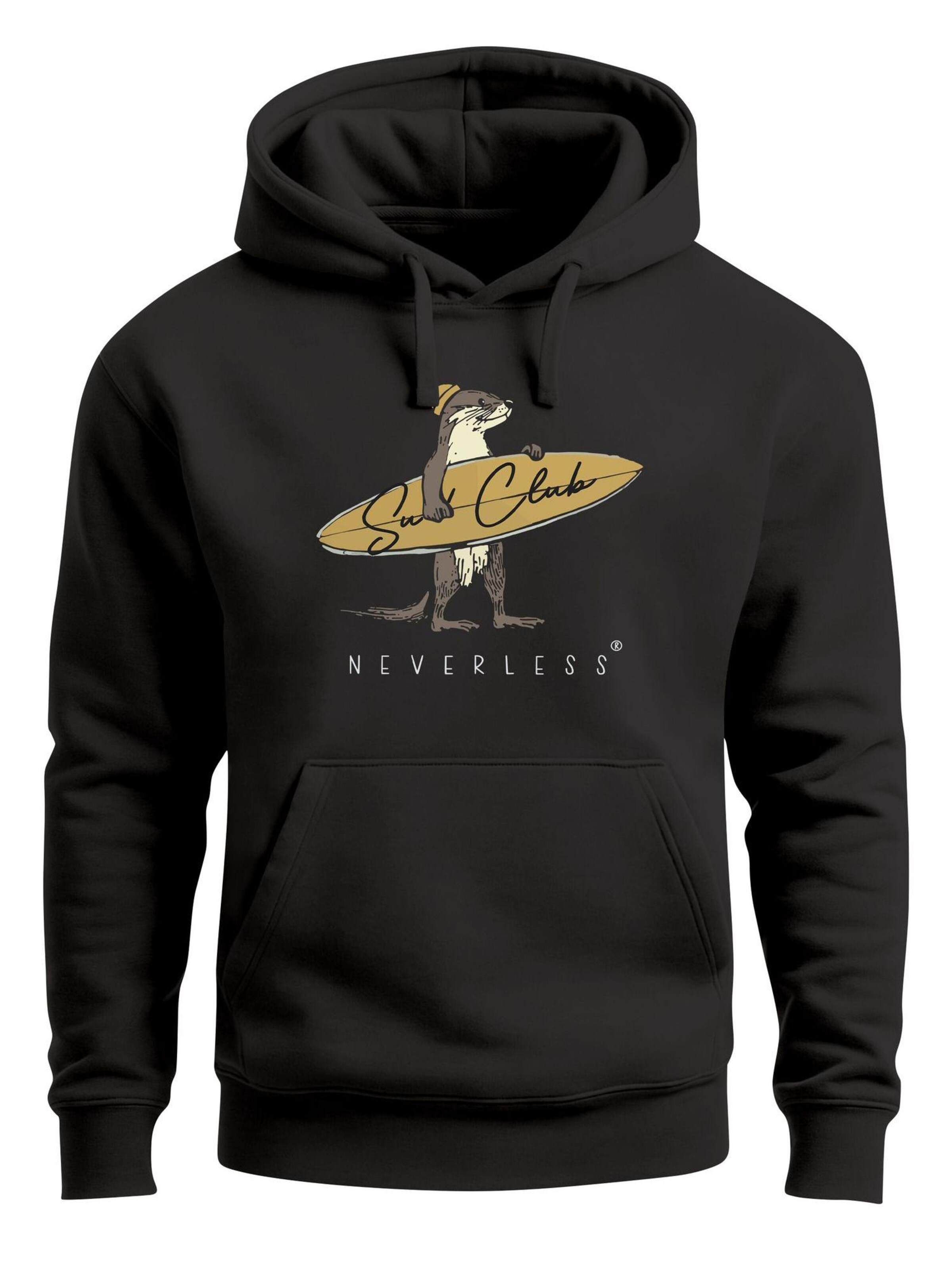 Neverless Sweatshirt 'Surf Club' in Black: front