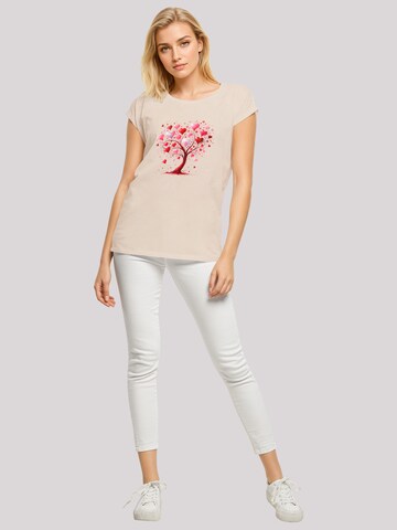 F4NT4STIC Shirt 'Herz Baum Aquarell Druck' in Beige