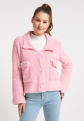 taddy Knit Cardigan in Pink: front