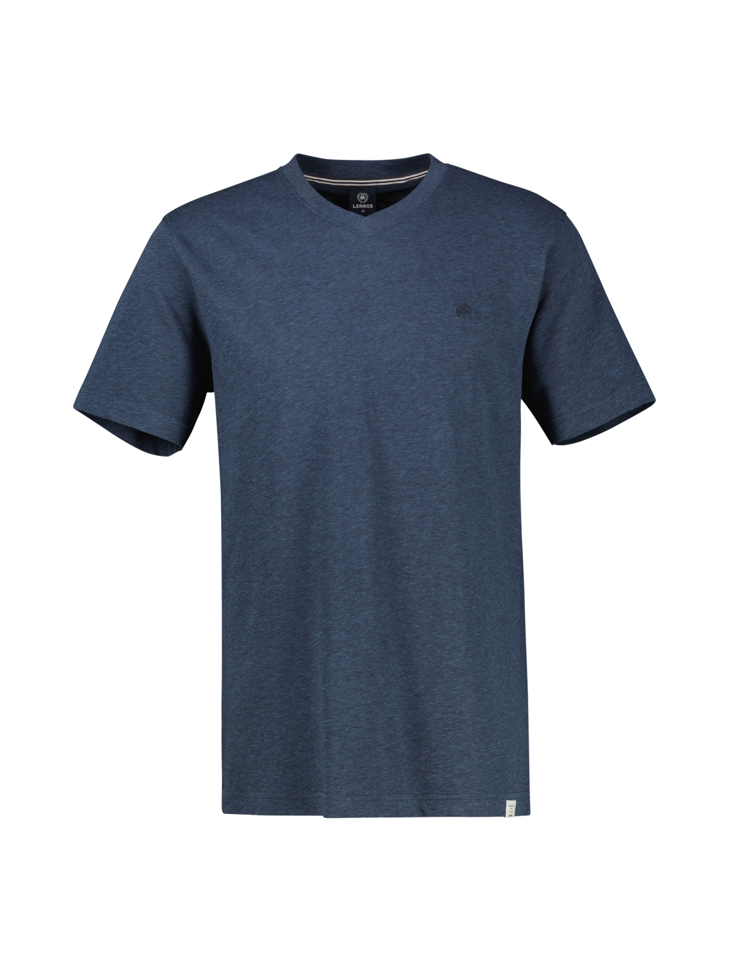 LERROS T-Shirt aus Baumwoll-Leinen-Mix in moderner 2-Tone-Optik in Blau: Vorderseite