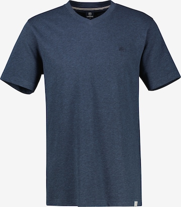 LERROS T-Shirt aus Baumwoll-Leinen-Mix in moderner 2-Tone-Optik in Blau: Vorderseite