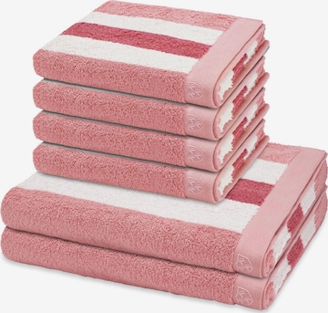 ROSS Handtuch 'Doubleface Stripes' in Pink: Vorderseite