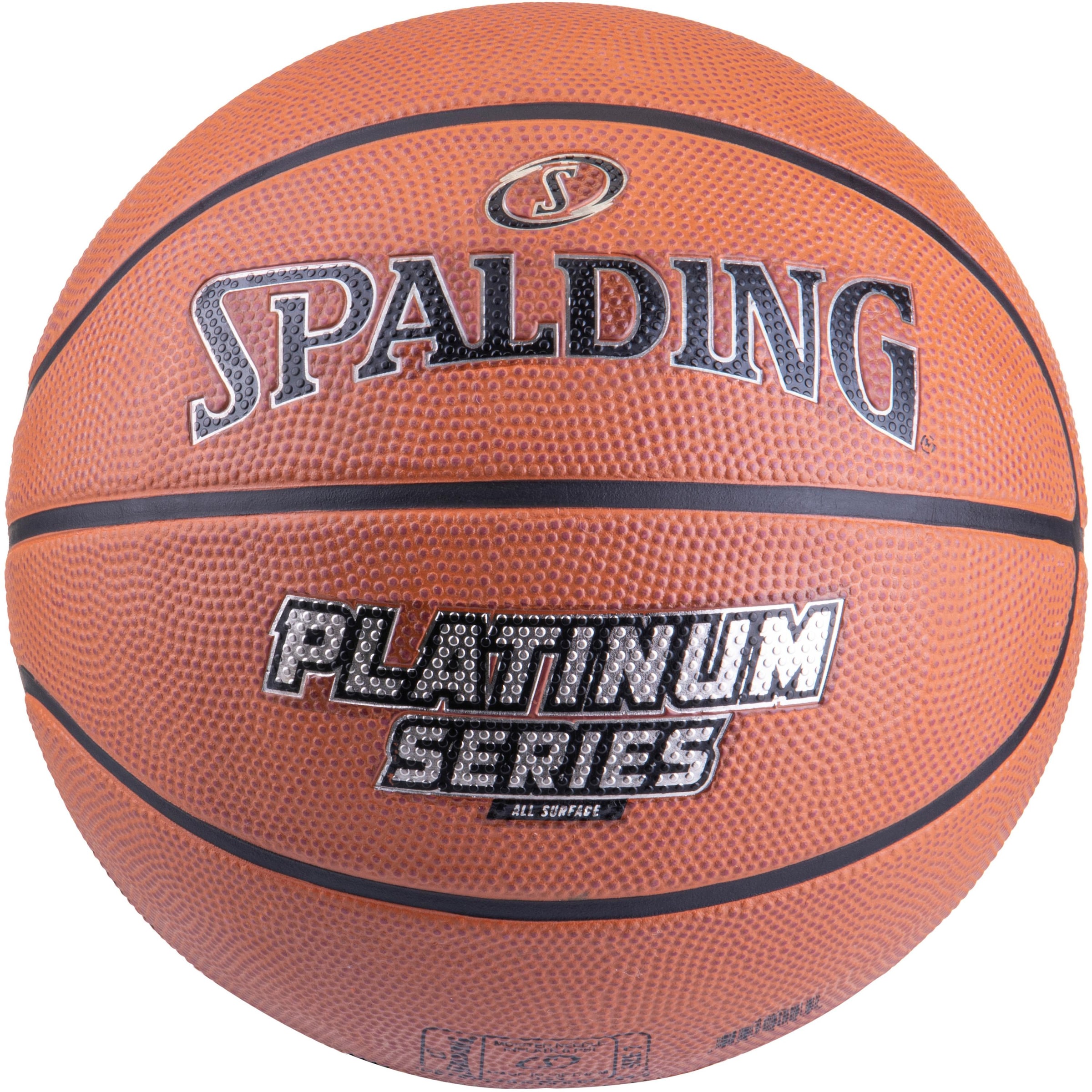 SPALDING Ball 'Platinum Series Rubber' in orange / schwarz / silber, Produktansicht