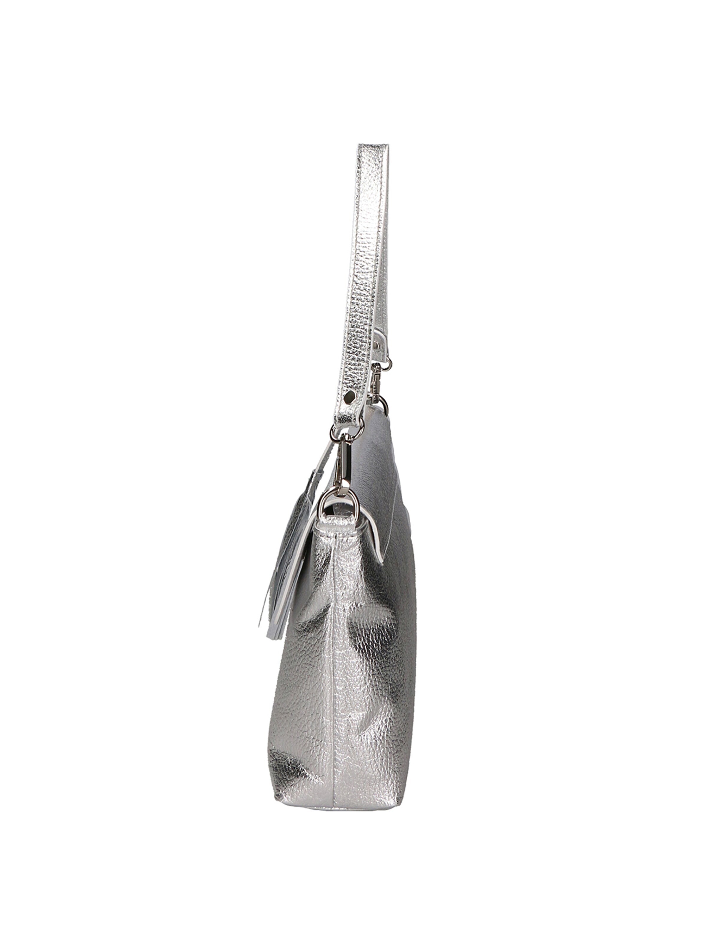 Pochette 'Pochette Donna Pelle Dollaro Laminato con Tracolla Rimovibile - Made in Italy' di Gave Lux in argento