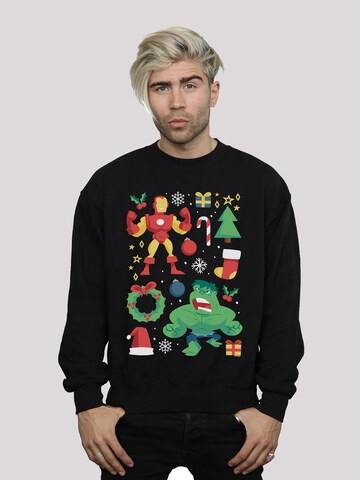 F4NT4STIC Sweatshirt 'Universe Iron Man And Hulk Christmas Day' in Schwarz: Vorderseite