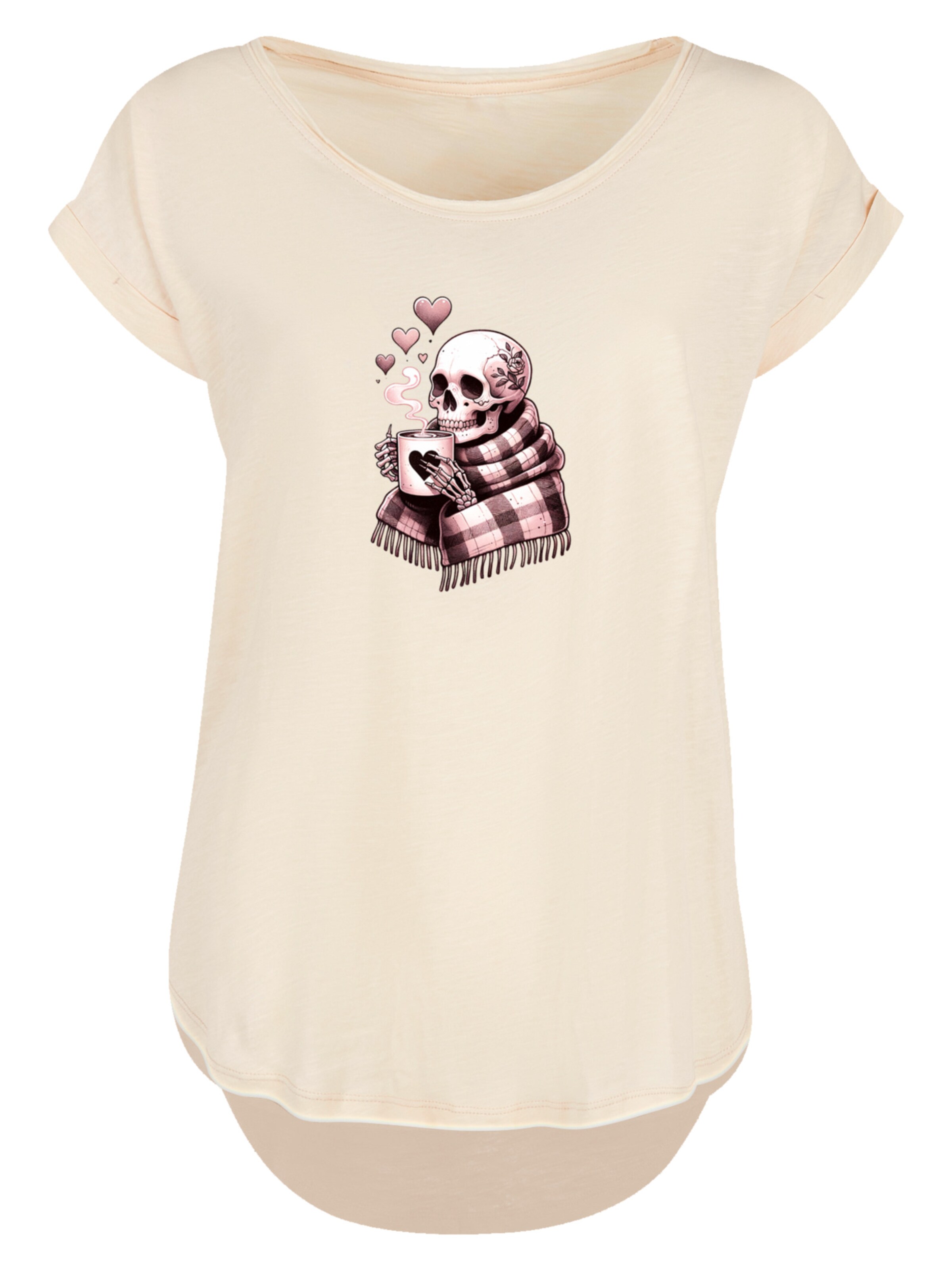 F4NT4STIC Shirt 'Cozy Winter Skelett' in Beige: front