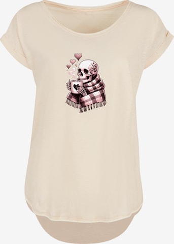 F4NT4STIC Shirt 'Cozy Winter Skelett' in Beige: front