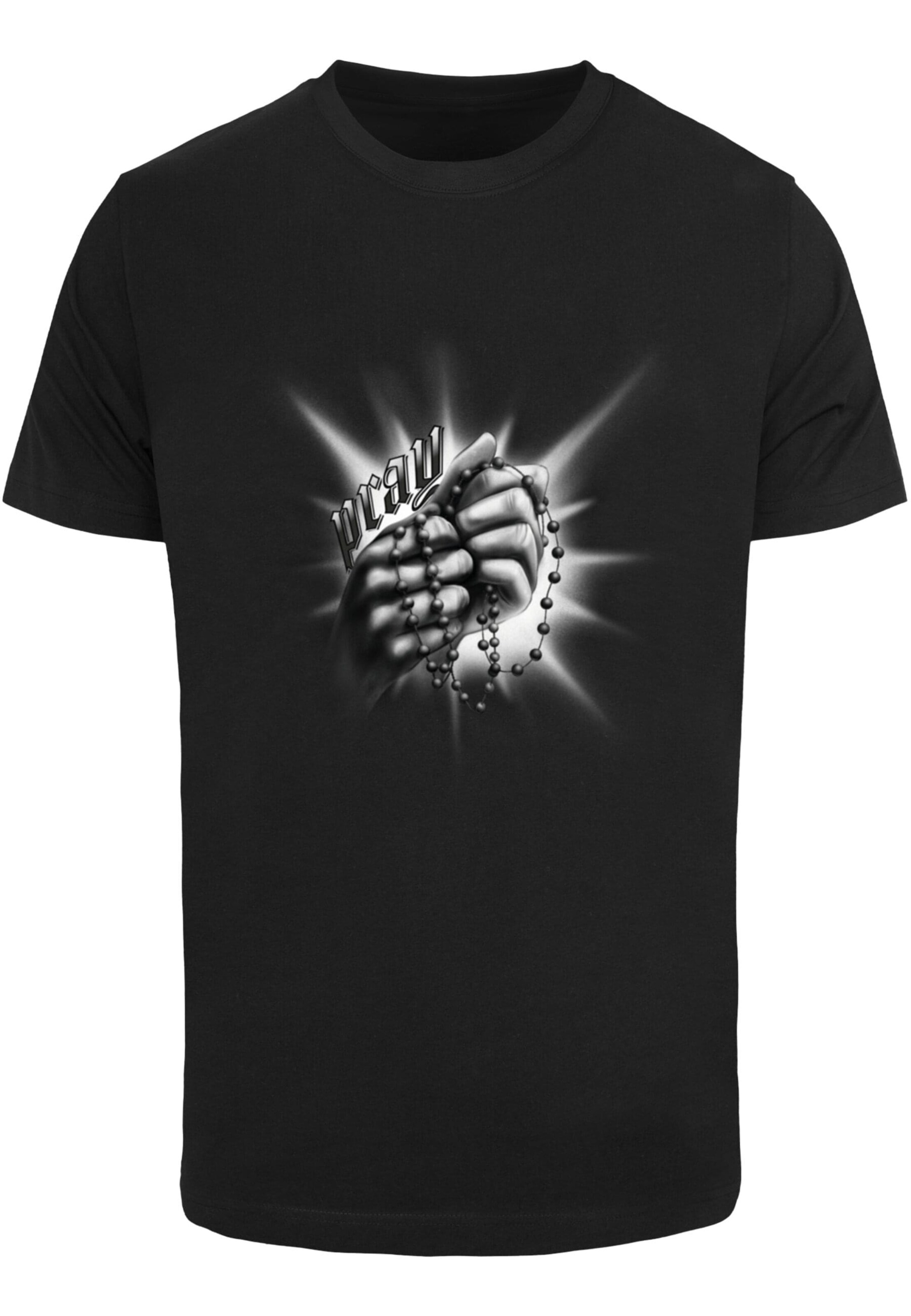Maglietta 'Praying Hands Rosary' di Mister Tee in nero: frontale