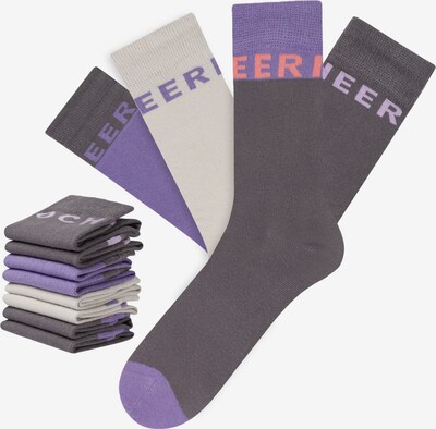 CHEERIO* Socks 'Best Friend' in Anthracite / Light grey / Dark purple / Coral, Item view