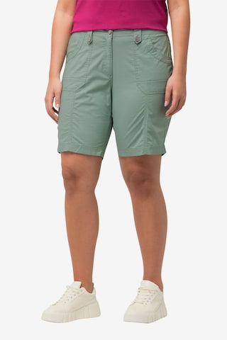 Ulla Popken Regular Pants in Green: front